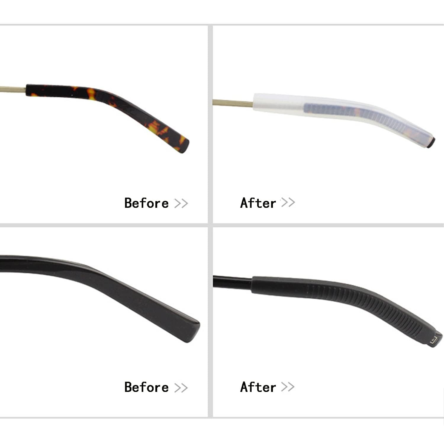 KECHIO Eyeglass End Tips Silicone Eye Glasses Temple Tips Anti-Slip Elastic Glasses