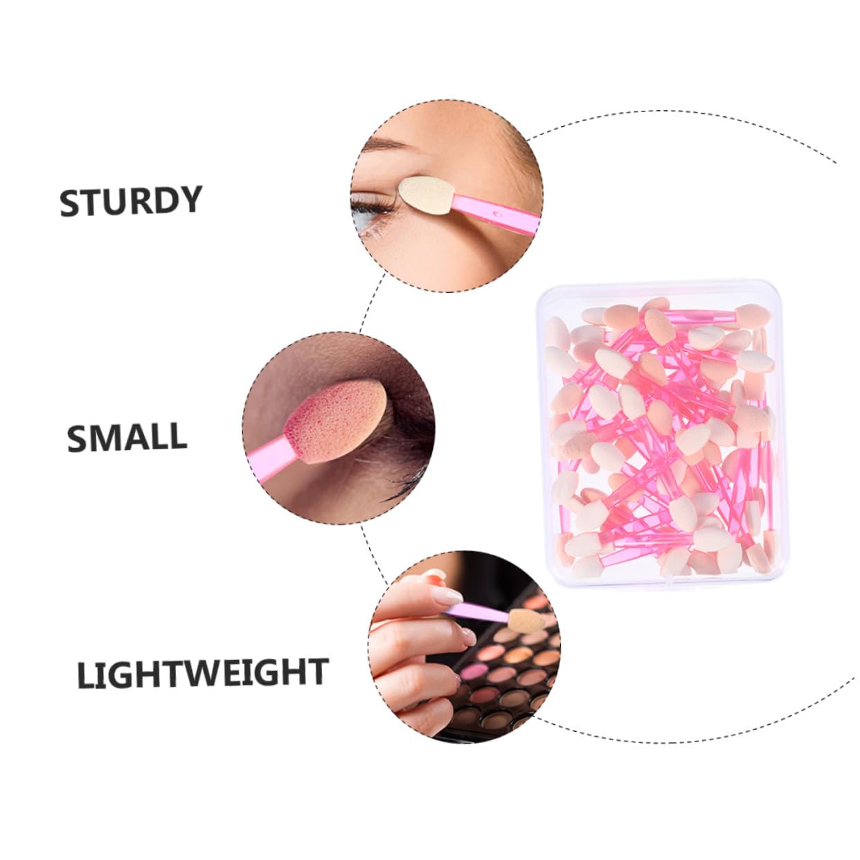 Ipetboom Double-ended Makeup Brush Set 50pcs Plastic Eyeshadow Brushes Soft Latex Tips for Eye Makeup Travel Party