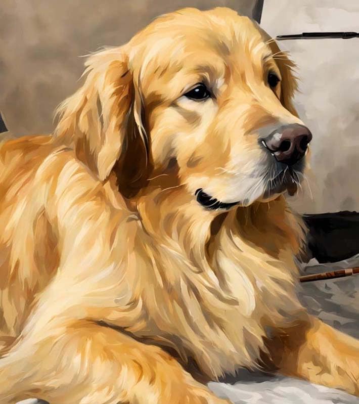 Pittura Ad Olio Con I Numeri ZMHZMY - Kit Fai Da Te Per Adulti, Tela 40x50 Cm Con Labrador Retriever, Arte Decorativa