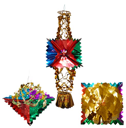 Image of Artistic Metallic Folding Paper Hanging Lamp Chandeliers Garland (Multipurpose) (Pack of 4, Aakash Ganga)
