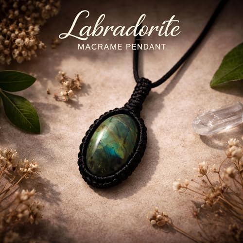 Image of REMEDYWALA Gemstone Macrame Pendant for Reiki & Crystal Healing, Natural Stone