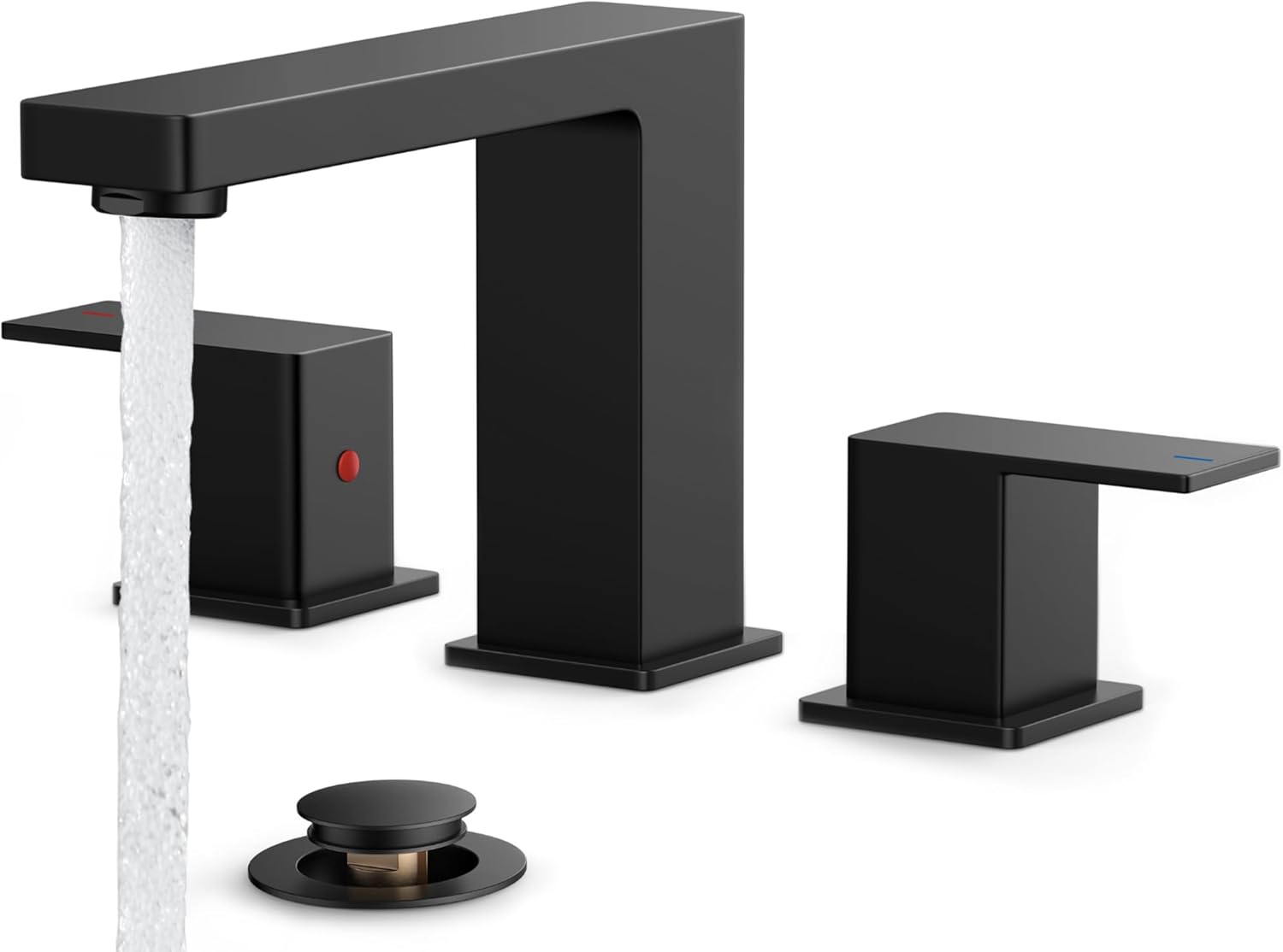 FORIOUS Black Bathroom Faucet 3 Hole, Matte Black Bathroom Sink Faucet 8 Inch Widespread, 2 Handle for Restroom Sink with Pop Up Drain, CUPC Supply Hose and Spare Water Saving Aerator, Vanity 3 Holes