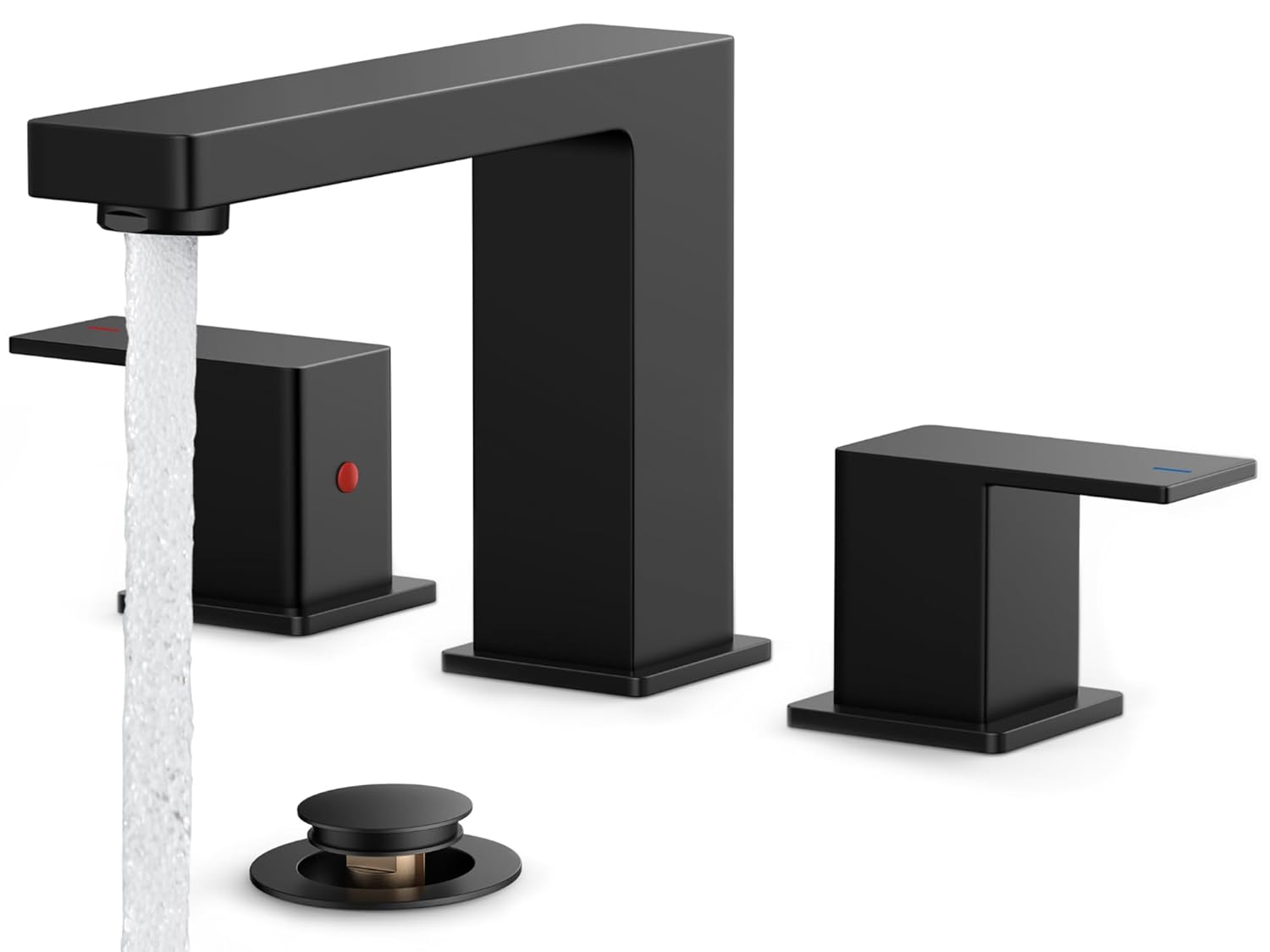 FORIOUS Black Bathroom Faucet 3 Hole Matte Black Bathroom Sink Faucet 8 Inch Widespread 2 Handle for Restroom