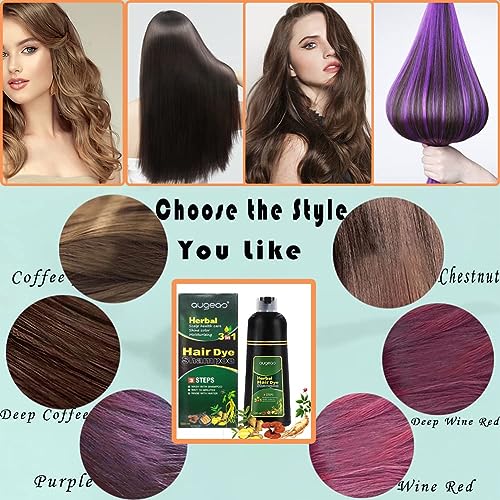 AUGEAS 500ML Shampoo Color de Pelo Negro Permanente miniatura 5