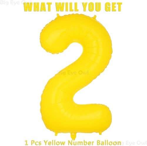 Miniatura 2 de Globos grandes amarillos de aluminio con el número 2 de 40 pulgadas, helio, globo grande de tereftalato de polietileno para decoración de fiesta de