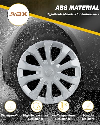 Image of ABX Hubcap Wheel Covers Hub Caps 16 Inch Set of 4 Silver Universal Wheel Rim Cover R16 Stylish Car Decor Wheel Covers for Toyota Camry Nissan Mazda (silver-04, 16 inch)