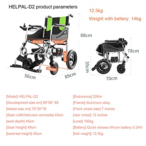Cadeiras De Rodas EléTricas - Ultraleve(Apenas 28lbs/12,5kg), DobráVel + Com Joystick 360°, Carga: 1