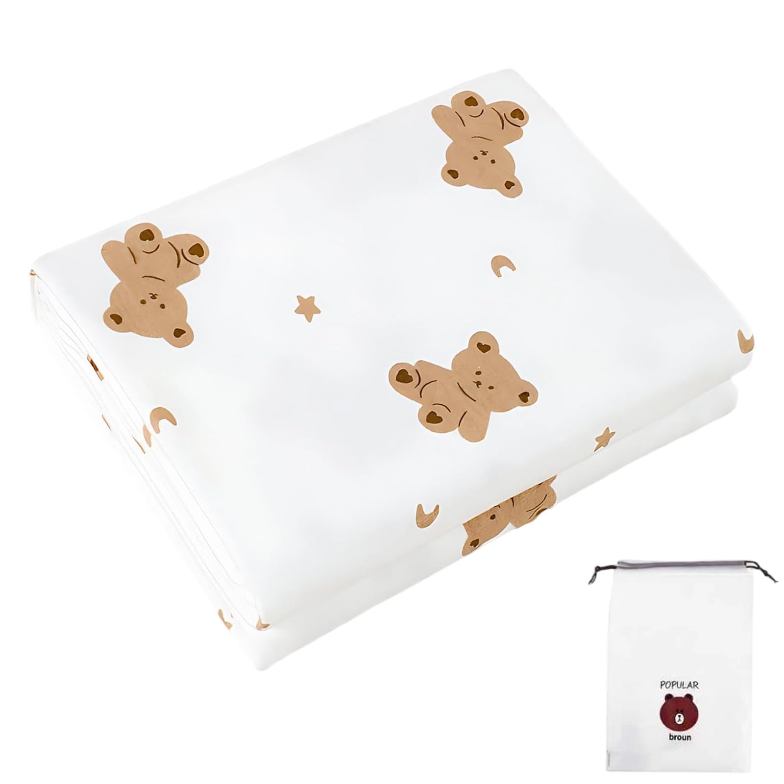 aieieii Thin Baby Blanket for Newborns Pram Blanket with a Small Drawstring Storage Bag Cute Bear Pattern Baby Blankets Newborn Soft