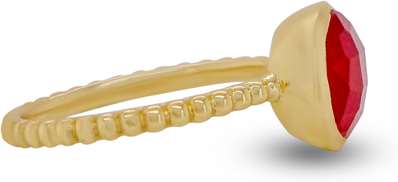 18k Gold Vermeil Brilliant Round Cut Natural Gemstone Statement Ring For Women 925 Sterling Silver Yellow Gold Plated Birthstone - Size 6, 7, 8 - Image 3