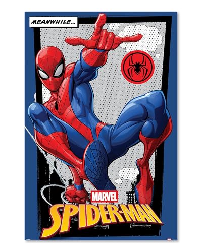 Pyramid International Marvel Spider-Man Poster Meanwhile Comic Tableau Mural Poster Poster Super-héros Décoration murale pour salon, salle de jeux et chambre...