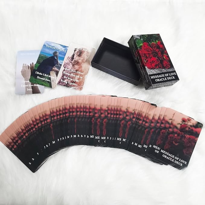 QCFQCF Message of Love Oracle Cards - Biglietti Oracle per principianti, tra cui amore, romanticismo, fiamma gemella, messaggi anima gemella (XIANHUALXT)