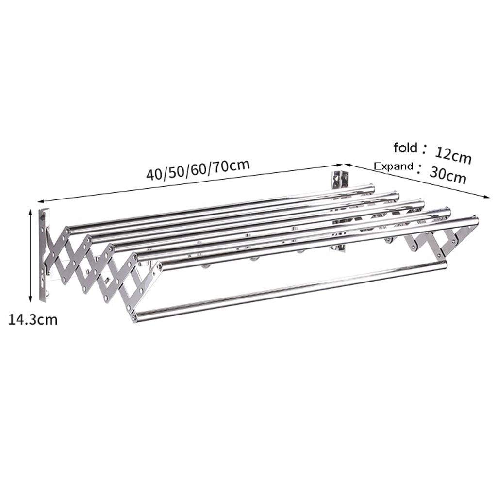 Airer Stoffhandtuch-Trockenständer 40-70 cm 6-Schienen-Wäschetrockner Badezimmer Balkon Toilette Duschraum Faltende Push-Pull-Wäscheleine Einziehbare Hakenstange Platzsparend (Size : 40cm) little