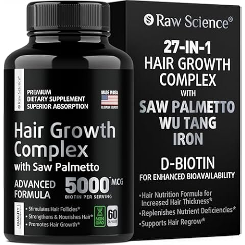 DHT Blocker Hair Growth Pills - Hair Growth Vitamins: Saw Palmetto for Men & Women with Iron, Stinging Nettle - Hair Supplements for Hair Growth & Regrow - Hair Loss Biotin Supplement - 60 Capsules Cover