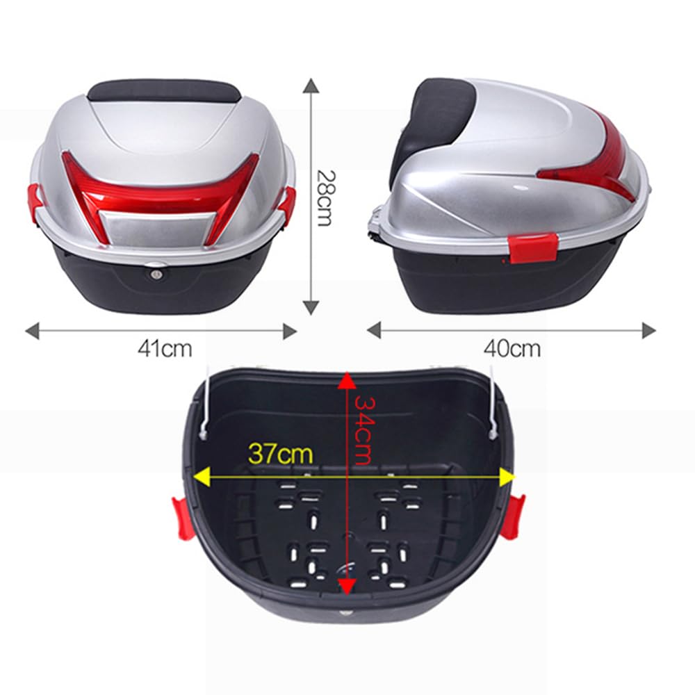 Motorcycle Top Case PP Motorcycle Trunk Motorcycle Tail Box Large Capacity Motorbike Helmet Storage Bags Universal Motorcycle Rear Storage Carrier Case for Electromobile(White)