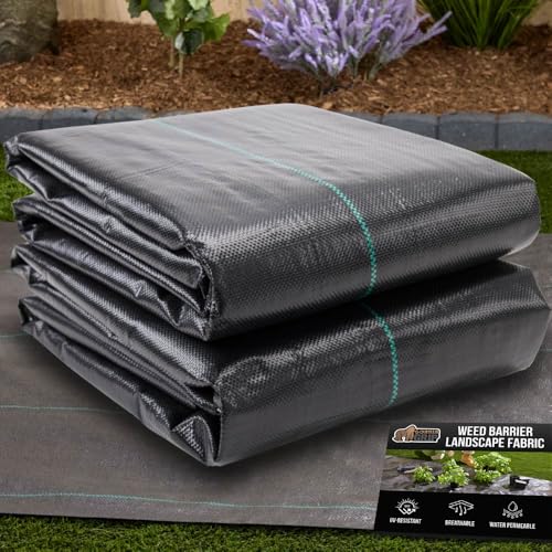 GORILLA GRIP Weed Barrier Fabric, 3 FT x 50 FT Heavy Duty Woven Landscape Fabric 3.2oz, Weed Control Ground Cover for Garden Beds & Mulch, Permeable Underlayment for Landscaping, Home & Commercial Use
