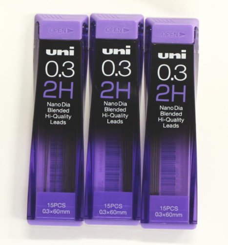 1 X Strength & Deep & Smooth -Uni-ball Extra Fine Diamond Infused Pencil Leads, 0.3 Mm-2h-nano Dia 15 Leads X 3 Pack/total 45 Leads/(with Values Japan Original Description of Goods)