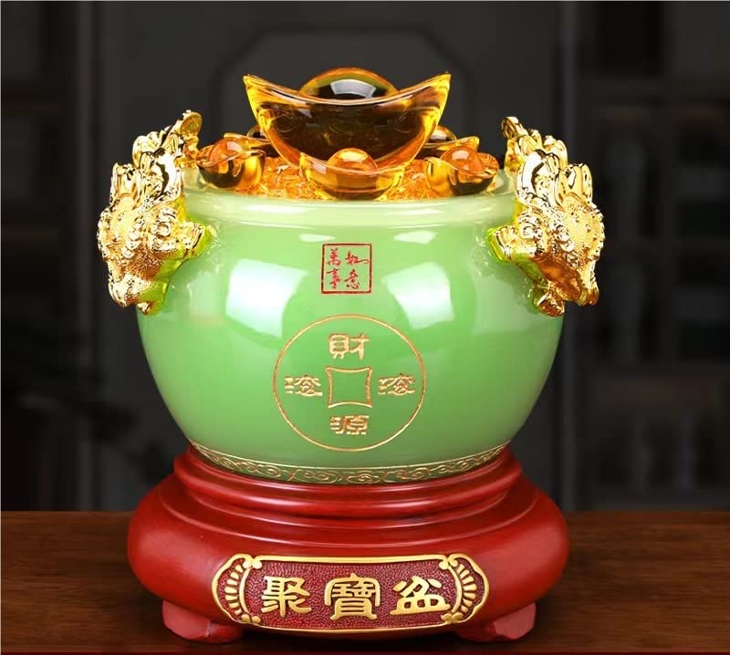 Amazon.co.jp: 聚寶盆 風水 置物 金運 聚財 黄水晶 シトリン 置物 祈願