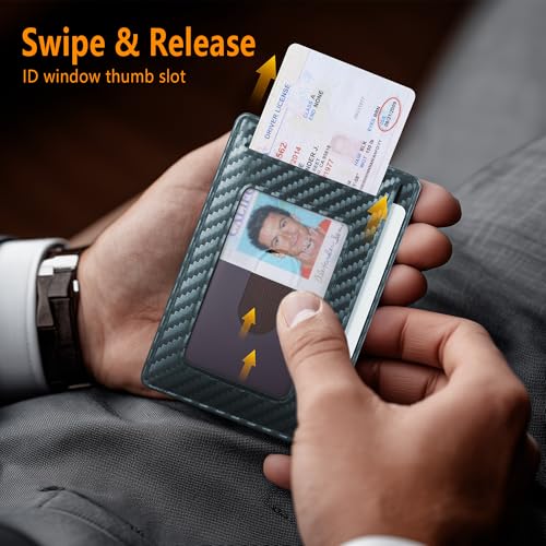 Image of Travelambo Slim Minimalist Wallet for Men, RFID Blocking Credit Card Holder, Front Pocket ID Card Case, Gifts for Men, Husband, Boyfriend, Teenage