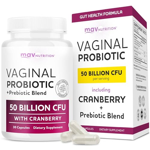 Image of Vaginal Probiotics, 50 Billion CFU, Vaginal Health & pH Balance for Women | Healthy Odor & Yeast Balance, Womens Probiotics and Prebiotics with Cranberry Extract, Gluten-Free and Vegan, 30 Capsules