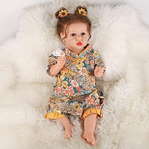 MWKL Lebensechte realistische Badepuppen Nettes Reborn Mädchen Baby 58cm Reborn Puppe Simulationspuppe 22 Zoll… – Bild 5