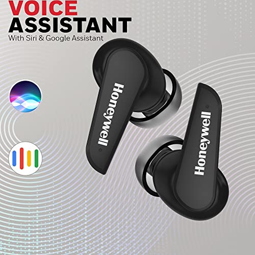 Image of Honeywell Trueno U5000 Truly Wireless ANC Earbuds, Bluetooth V5.0, 16 hrs non-stop music in 1 hr of charge, Noise cancelling with ANC, High Bass, 260mAh Battery, IPX4 Water Resistance, Voice Assistant