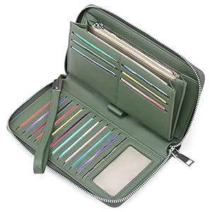 GOIACII Womens Wallet RFID Blocking Leather Zip Around Wristlet Wallets for Women Credit Card Holder Ladies Clutch Purses