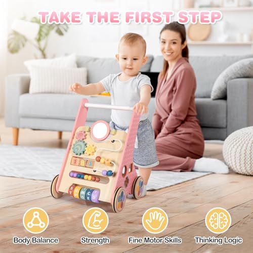 LOL-FUN Wooden 10in1 Push-Along Toddler Walker