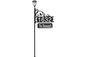 USA Handcrafted Double-Sided Reflective Boardwalk Yard Address Sign with Solar Light