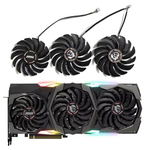 MSI RTX 2070 2080 2080 Ti SUPER GAMING X TRIO Series GPU Replacement Fan for MSI Graphics Cards, Air Cooling, 12V, 4-Pin Graphics Card Cooler, VGA Card Replacement GPU Fan (Full Set)