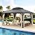 LUE BONA 12x14 Hardtop Gazebo, Galvanized Steel Double Roof Permanent Pavilion with Aluminum Frame, Outdoor Metal Gazebo Canopy with Nettings and Curtains for Deck, Patio, Backyard