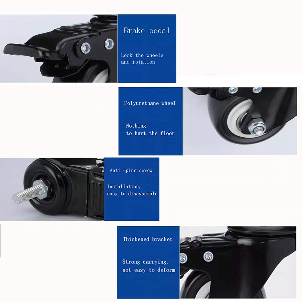 Lenkrollen 50mm Gewinderollen Mit Bremse 4er Set Möbelrollen （Schaftdurchmesser 8mm/10mm, Schaftlänge 25mm）für Krippen (Color : 4*Swivel, Size : M10)