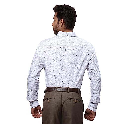 Image of Raymond Men's Pure Cotton Print Pattern Slim Fit Semi Cutaway Collar Full Sleeve Formal Shirt