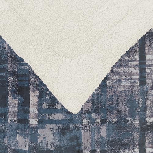 Image of Homestan Sherpa Fleece AC Blanket for Winter, Single 60x90 inch | Smoky Blue, All Season Comforter, Reversible 400 GSM Quilt, No Filling, Soft & Warm Throw, Breathable