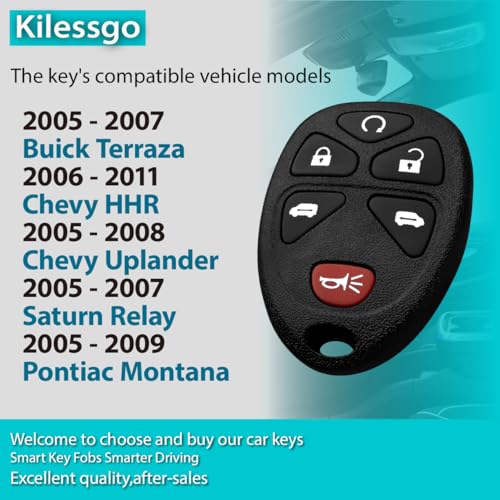 Télécommande KOBGT04A 315 MHz 6 boutons pour Chevrolet Terraza et Uplander - 2