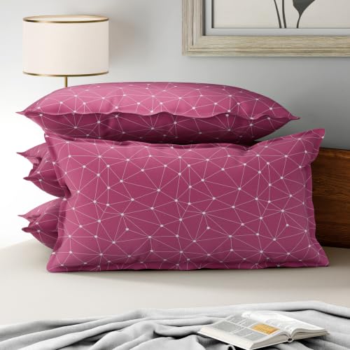 Image of Wakefit 100% Cotton Pillow Cover Set of 4 | 200 TC Soft & Breathable Pillow Cases | King Size 19 x 36 Inch | Skin Friendly, Durable & Gentle Machine Washable | Paula
