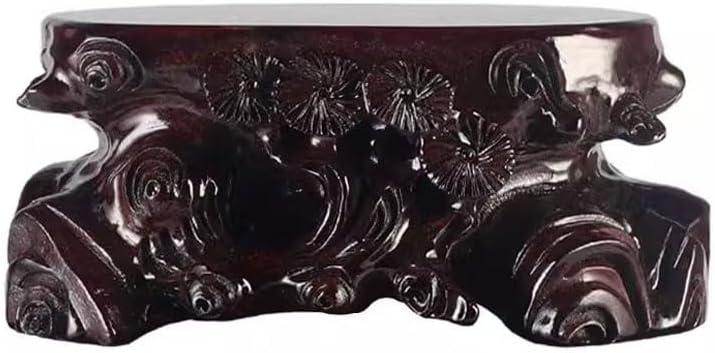 MIROOOO スタチューベース 花瓶スタンド 無垢材 鉢植え ベース 楕円形 仏像 オーナメント ベース フラワーポット ストーン