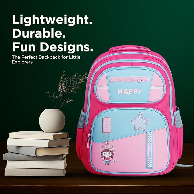 Image of School Bag for Kids Boys & Girls 5-10 Years - Cute Cartoon Dinosaur Backpack Large Capacity Waterproof School Bag with Bottle Pocket Multi-Compartment Lightweight Bag for Nursery & Primary
