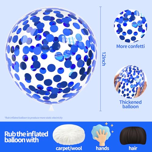 Image of Blue Confetti Balloons, 25 Pcs Thickened 12 Inch Clear Latex Balloon with Confetti Inside for Graduation Decorations Engagement Bridal Shower Party Baby Shower Birthday Party Decoration Supplies