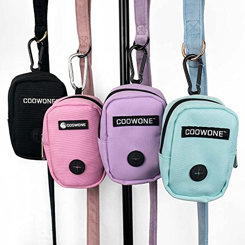 COOWONE Kleine Leckerli-Tasche mit Kotbeutel-Spender für Leine, tragbare Gehbeutel, Kotbeutelhalter, freihändige Hunde-Leckerli-Tasche (Rosa)