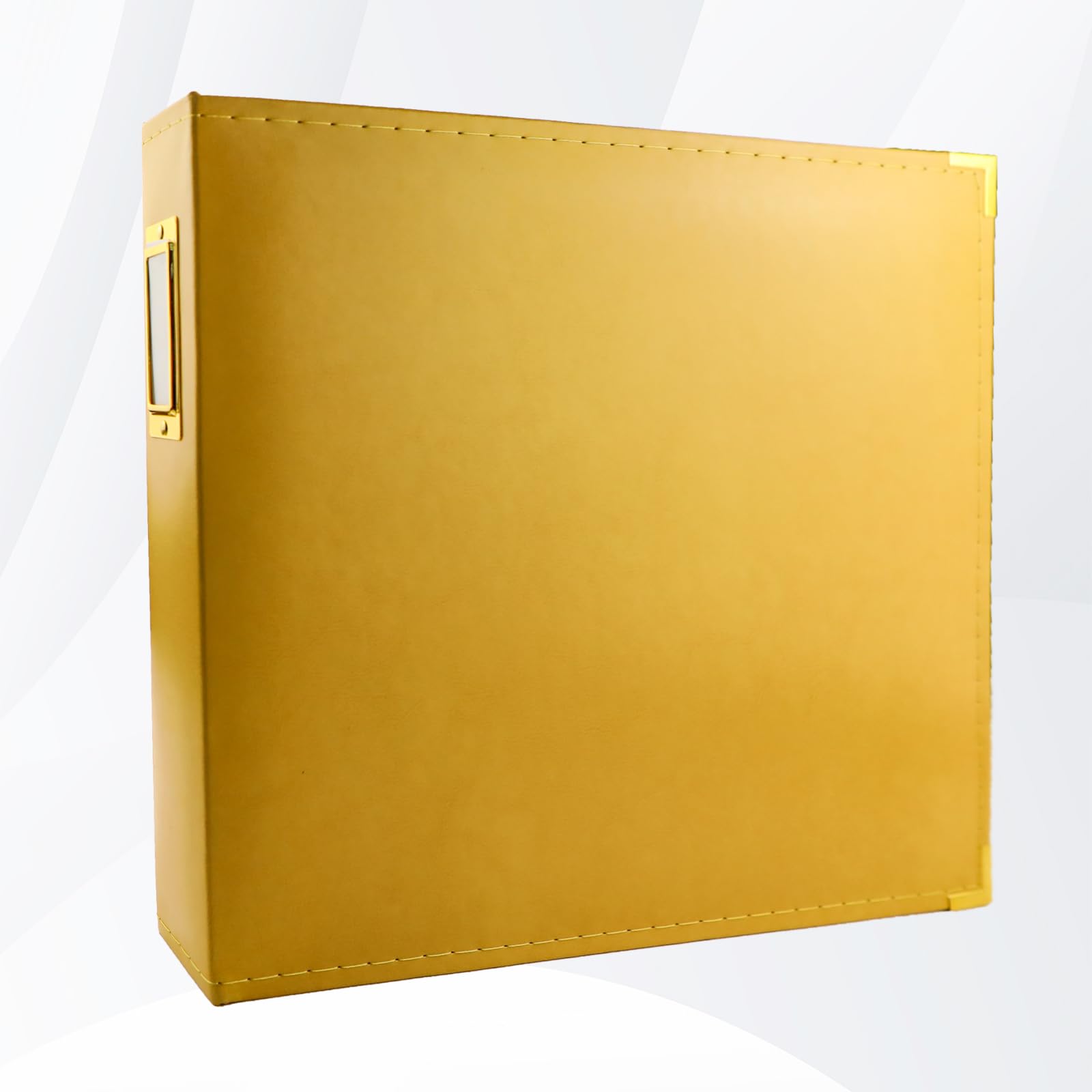 Álbum de fotos de 12 x 12 pulgadas, carpeta de 3 anillas, cubierta de piel, álbum de recortes de 12 x 12 pulgadas, anillo en D con 10 fundas de plástico, color amarillo