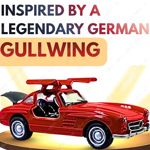 Image of toyco Alloy Metal SUV Toy Car for Kids | Pull Back Unbreakable Small Toy Cars | Openable Doors, Smooth & Shiny Edges |1:36 Scale | Gift Toys for Boys and Girls Age 3+ | (Mercedes Gulwing red)