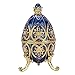 Portagioie forma uovo, uovo faberge smaltato dipinto mano portagioie in metallo verniciato coral vines per collana bracciale trinket home desktop decor regali Blu scuro