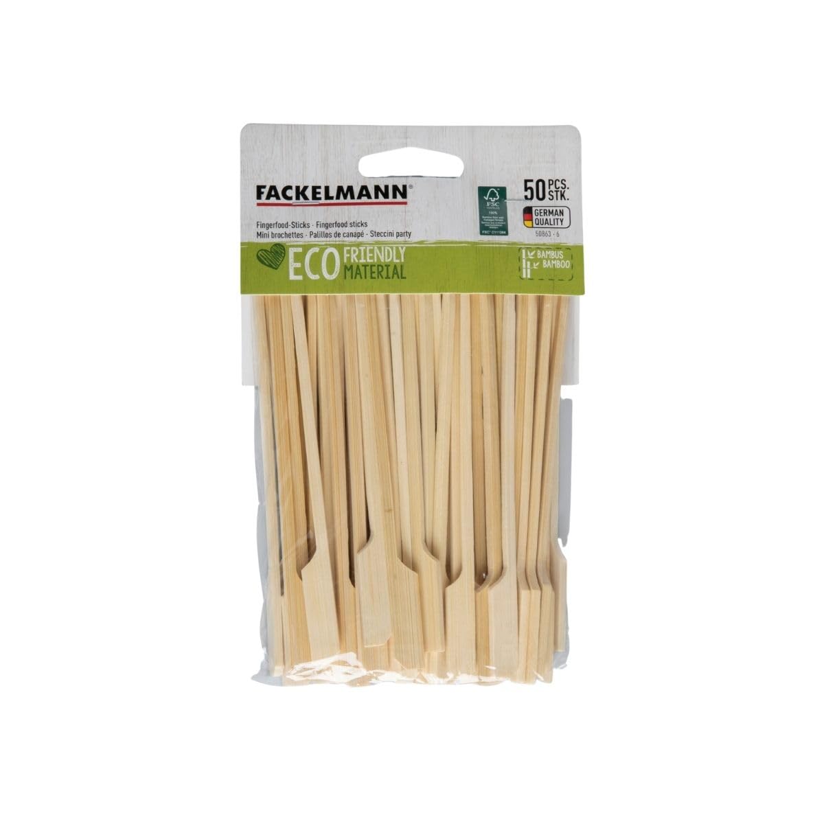 Fackelmann 50863 Lot de 50 Pics à Brochettes en Bois, Piques Apéro, Bambou, 15 cm