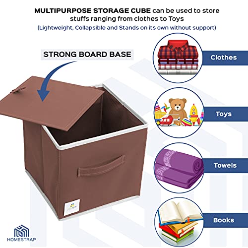 Image of HomeStrap Foldable Storage Cubes /Boxes (Pack of 6, Brown)