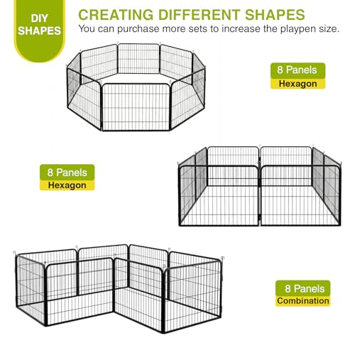 Image of BestPet Dog Playpen 24 Inch 8 Panels Heavy Duty Metal Pet Exercise Pen Indoor Outdoor Without Door Fence Panels Anti-Skid Expandable Design