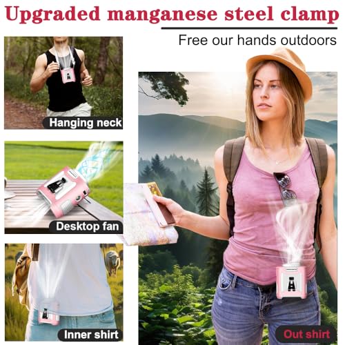 Image of CAZOKASI 2024 Upgrade 10000mAh Waist Clip Portable Personal Body Fan - Powerful Upto 40H Cooling and Heatstroke Prevention (Gray and Orange, Pink White)