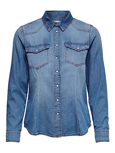 ONLY Damen Onlrock It Life DNM Ls Noos Shirt, Medium Blue Denim, M EU