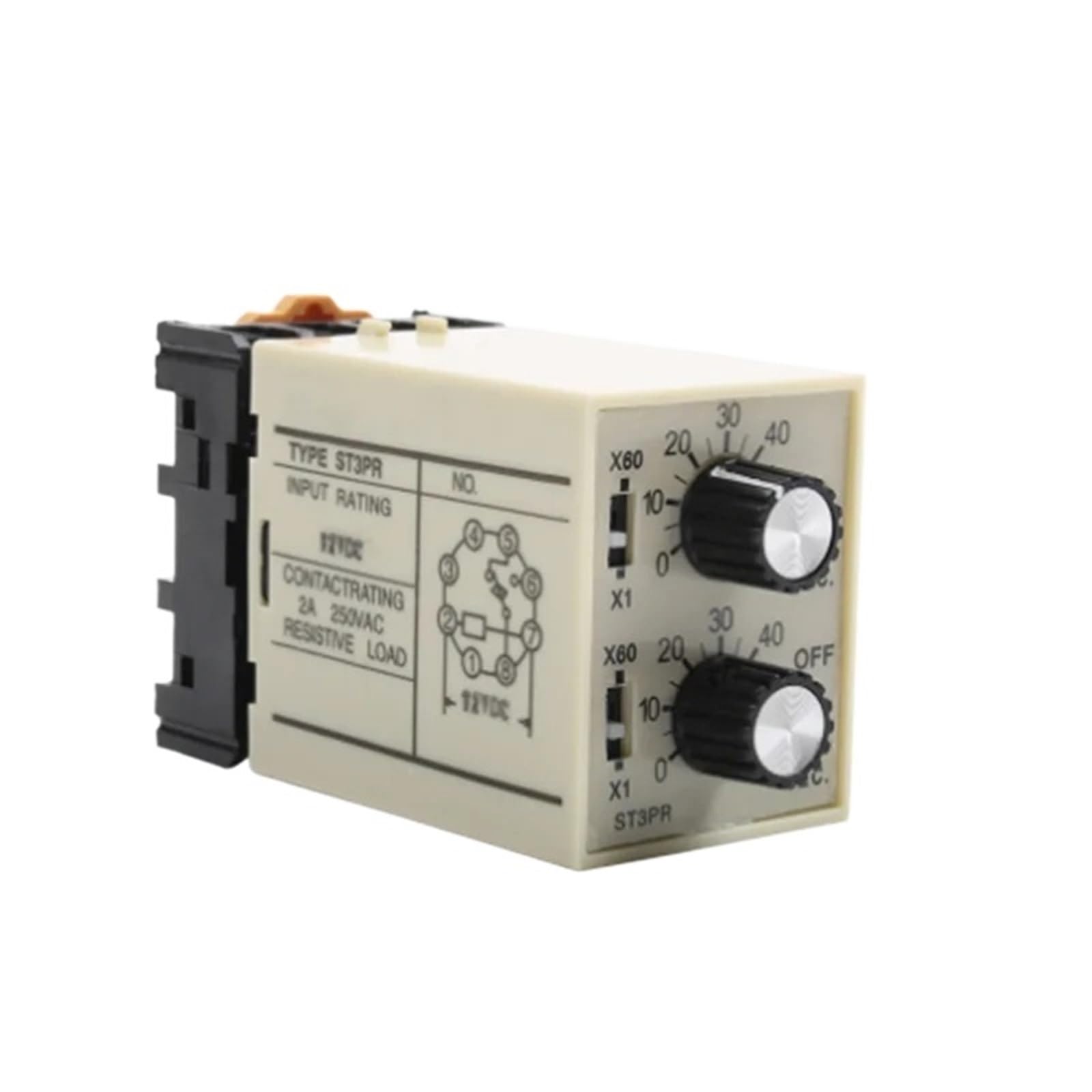 Relé temporizador eléctrico ST3PR Relés contadores electrónicos Relé temporizador digital con base de zócalo CA 36 V 110 V 380 V 24 V 12 V(6s 60s,12V)