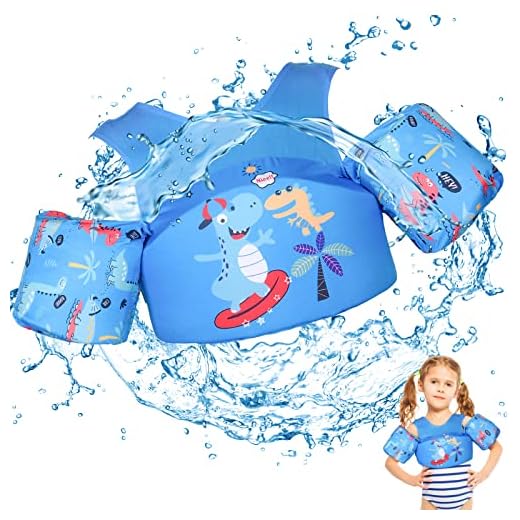 Herefun Chaleco de Natación para Niños, Reposabrazos de Seguridad para Niños y Niñas, Chaleco Flotador para Piscina de Dibujos Animados, Reposabrazos de Natación para Niños