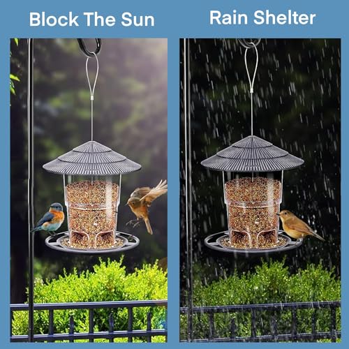 WLLKOO Bird Feeders for Outdoors 2 Pack Bird Feeder Outside Hanging, Adjustable Feeder with Sturdy Wire and Roof - Image 3
